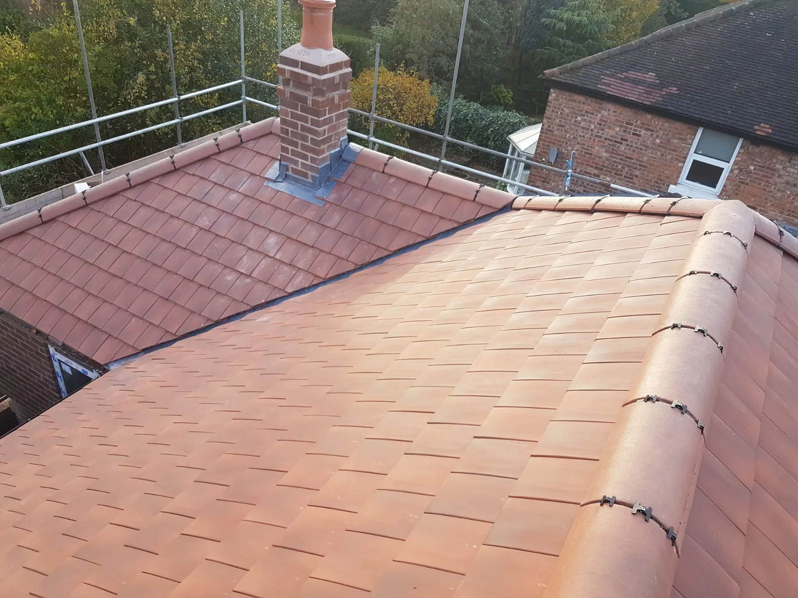 Completed clay tile re-roof Stockport